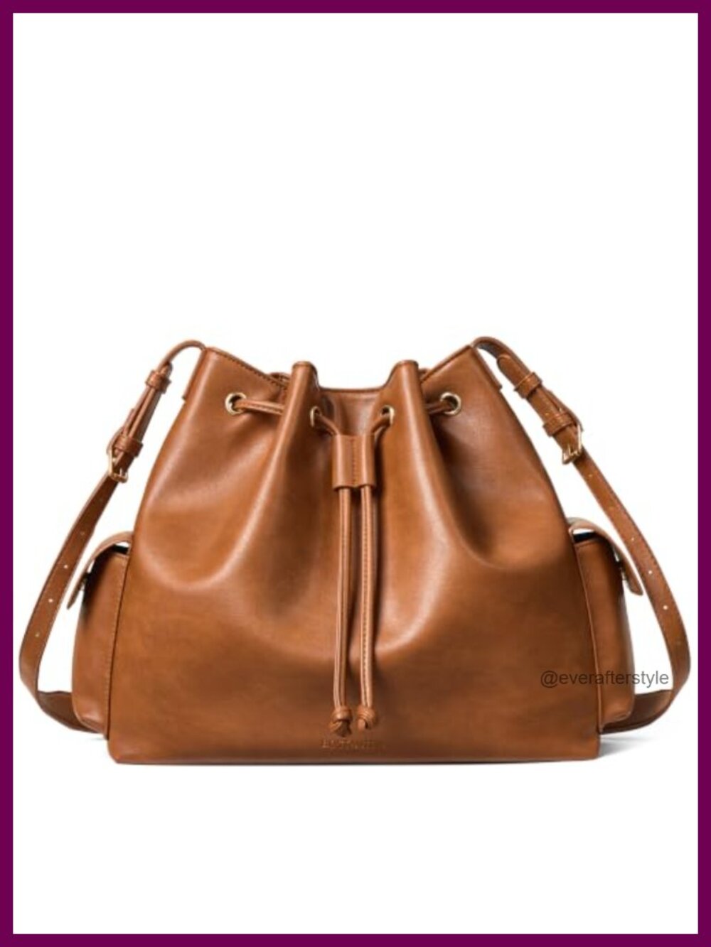 Faux Leather Bucket Bag Drawstring Crossbody Purse Vegan Leather